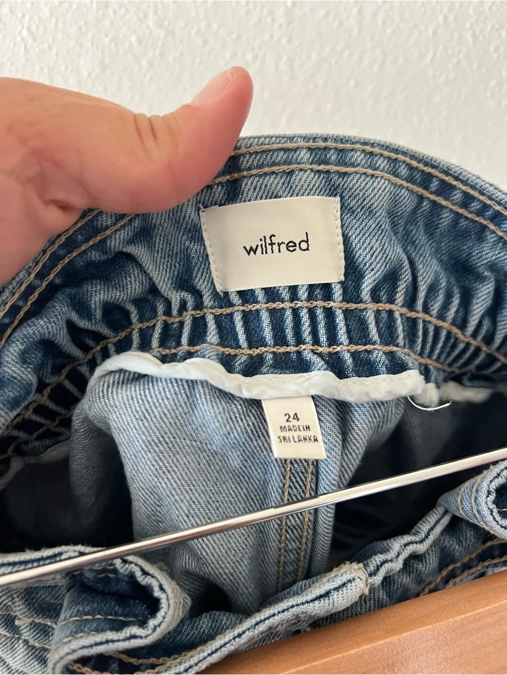 WILFRED | Paper Bag Waist High Rise Denim Mom Shorts | 24